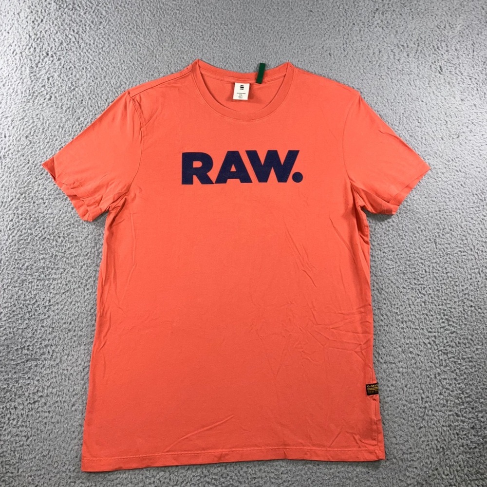 G-Star Raw T-Shirt Men XXL Slim Orange Graphic Logo Streetwear Gorpcore Fit XL